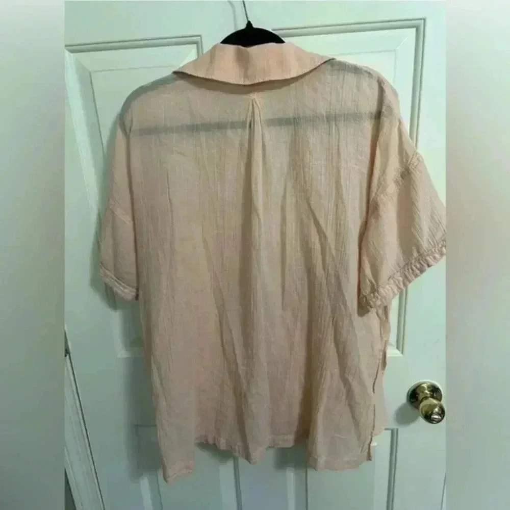 Free People Intimately‎ Sleep Talk Shirt Button Tunic Peach Endless Summer XS